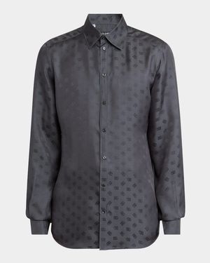 Men's Silk Jacquard Logo Martini-Fit Sport Shirt