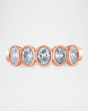 x Danielle Klein 18K Gold 5-Stone Oval Diamond Bezel-Set Band Ring, 2.00tcw