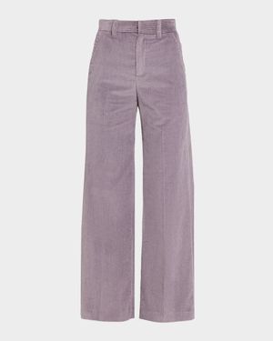 Cotton Corduroy Sartorial Trousers with Monili Trim