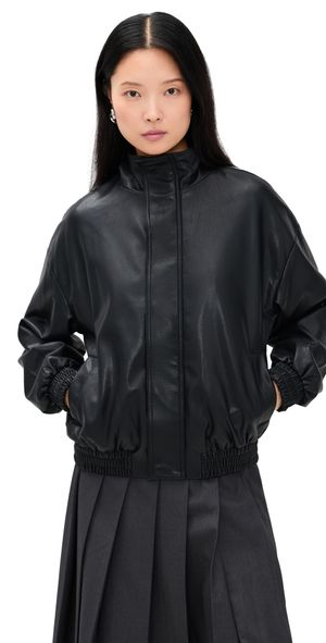 Pixie Market Leather Scarf Bomber Jacket Black L