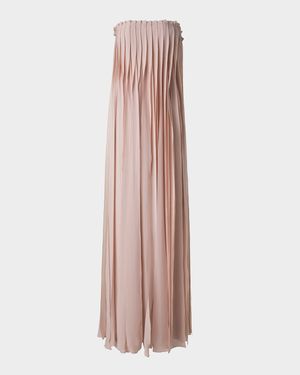 Strapless Silk Georgette Ribbon Gown