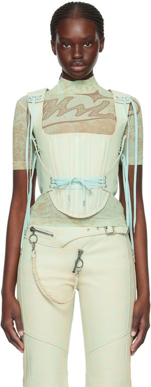 KNWLS Blue Nihil Leather Tank Top