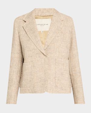 Cropped Woven Boyfriend Blazer