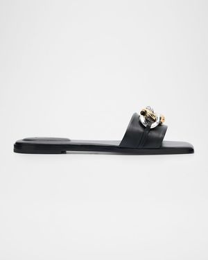 Arlo Chain Leather Flat Slides