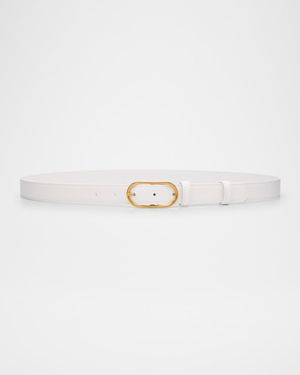 Oval Buckle Calfskin Leather Belt