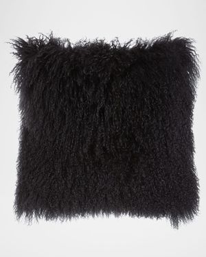 Dark Gray Tibetan Lamb Pillow