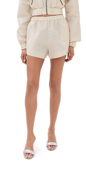AREA Crystal Trim Track Shorts Cream White M