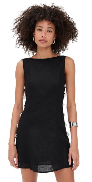 VRG GRL Tia Linen Mini Dress Black Black M