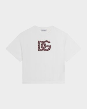 Girl's Embellished Interlocked Logo-Print T-Shirt, Size 8-14