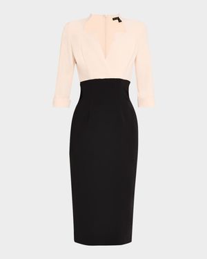 Vespera Two-Tone Midi Sheath Dress