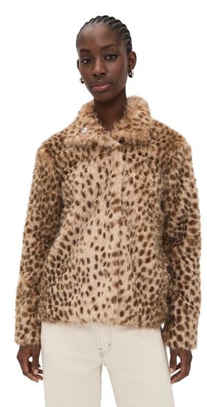 Bailey Rose Leopard Fur Coat Brown XS