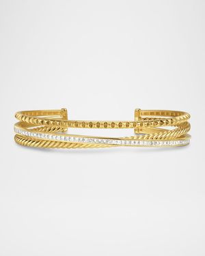 Crossover Trio 3 Row Bracelet with Diamonds in 18K Gold, 11mm