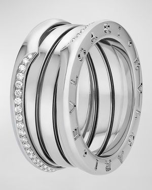 B. Zero1 White Gold 3-Band Wave Ring with Diamonds, EU 51 / US 5.75