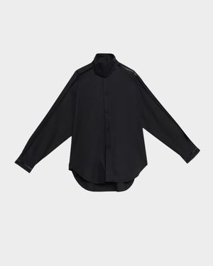 Tab Embroidered Cotton Poplin Shirt