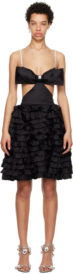 SHUSHU/TONG Black Mercerized Cutout Mini Dress