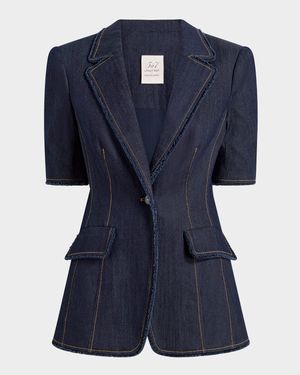 Sallie Fitted Short-Sleeve Denim Jacket