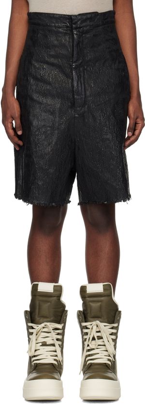 Rick Owens Short Megacrust Turbo noir en denim - Porterville