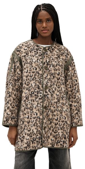 R13 Taped Liner Coat Wooly Leopard L