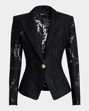 Single-Breasted Fitted Lace Jacket