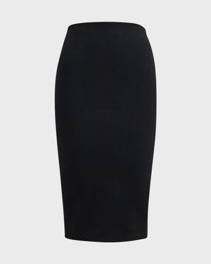 Double Wool Crepe Midi Skirt