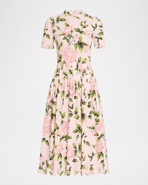 English Roses Poplin Short-Sleeve Pleated Dress