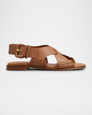 Leather Criscross Flat Sandals