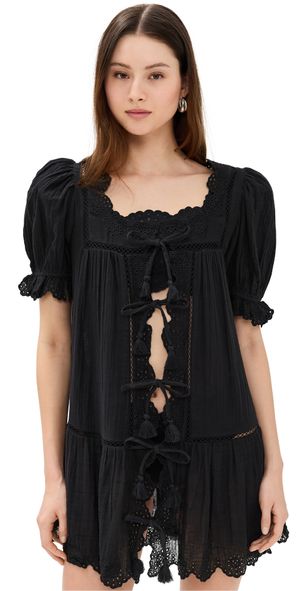 Sea Mae Short Sleeve Coverup Dress Black XXS