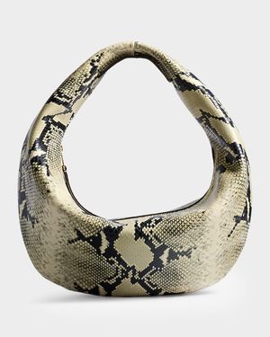 Olivia Medium Python-Embossed Leather Hobo Bag