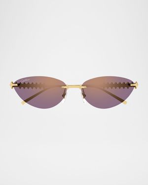 Clash de Cartier 58mm Rimless Metal Cat-Eye Sunglasses
