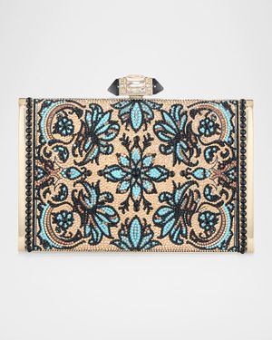 Floral Crystal Rectangle Clutch Bag