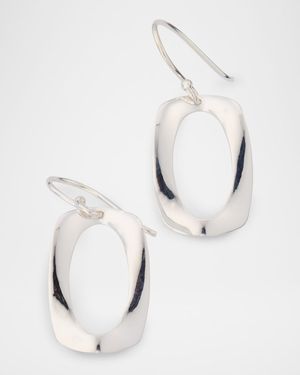 925 Classico Small Rounded Rectangle Wavy Frame Earrings