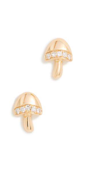 EF Collection Mini Magic Mushroom Stud Earrings Gold One Size