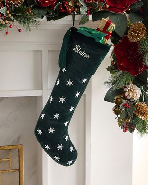 Beaded Snowflakes Velvet Christmas Stocking, Personalized