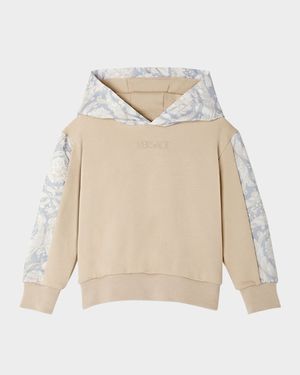 Boy's Logo-Print Hoodie W/ Barocco-Trim, Size 12M-4