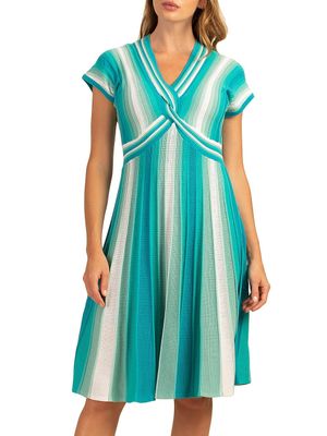 Women's Bonet Pleated Knit Dress - Blue Bayou - Size Medium