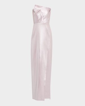 Strapless Foiled Mikado Column Gown