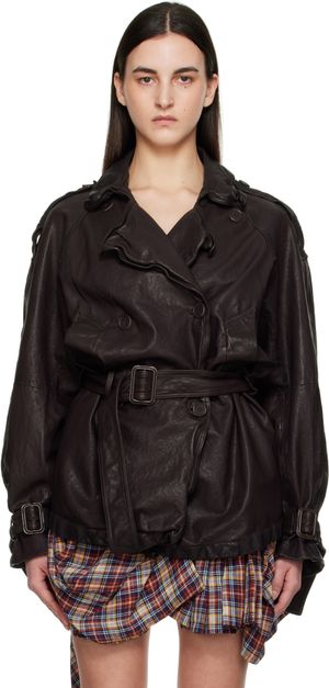 Acne Studios Brown Belted Leather Jacket