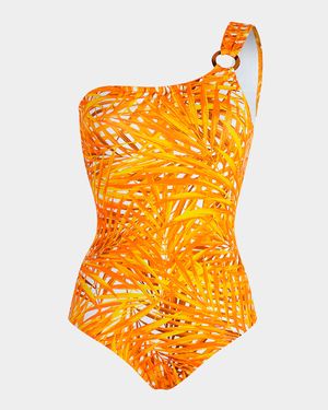 Palm Leaves Jersey One-Piece Swimsuit