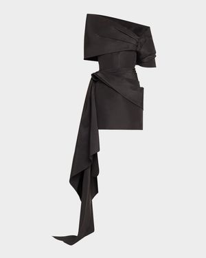 Draped Mini Cocktail Dress With Draped Stole