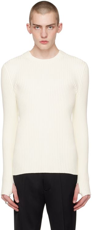 Helmut Lang Off-White Cutout Sweater