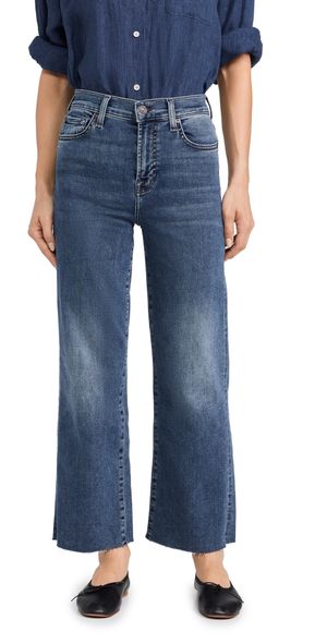 7 For All Mankind Cropped Alexa Jeans with Raw Cut Hem Clara 27