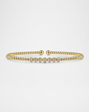 14K Yellow Gold Bujukan Bead and Cluster Diamond Bangle