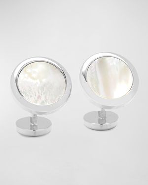 Double Sided Mother-of-Pearl Round Beveled Cufflinks