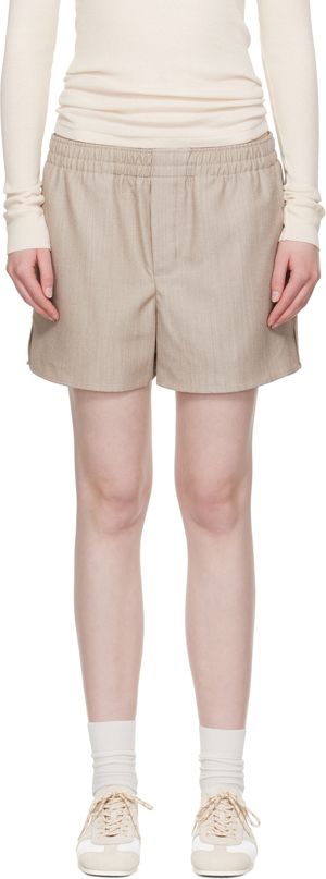 AMI Paris Beige Wool Elasticated Shorts