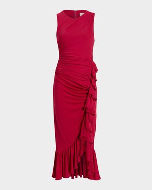 Fatima Sleeveless Ruffled Midi Dress