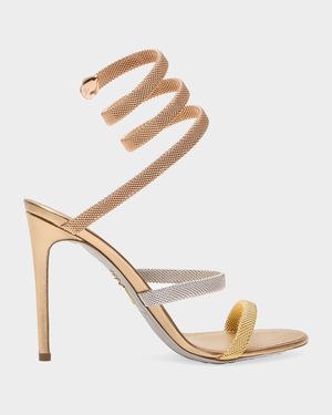 Cleo Gold-Filled Brass Snake-Wrap Sandals