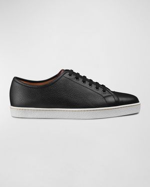 Men's Textured Leather Low-Top Sneakers