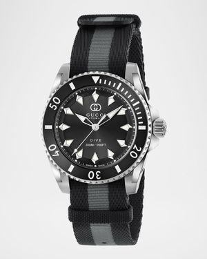 Gucci Dive 40mm Stainless Steel Nylon-Strap Watch