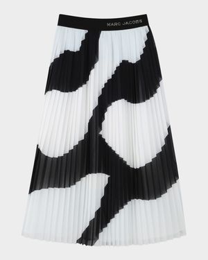 Girl's Printed Knife-Pleat Midi Skirt, Size 8-14