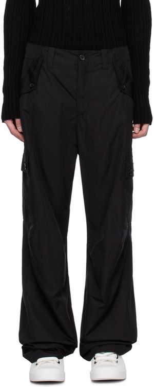 Dolce&Gabbana Pantalon cargo noir à plaque à logo